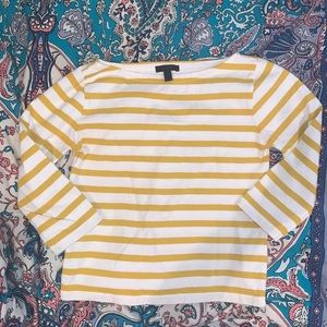 NWOT J. Crew White and Yellow Striped Top